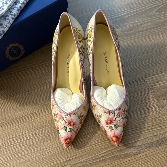 New Sarah Flint perfect pump 85 in white floral silk - Picture 2 of 7